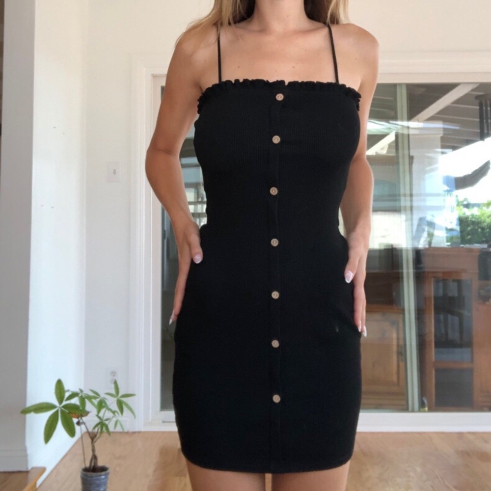 Black dress with buttons up the front